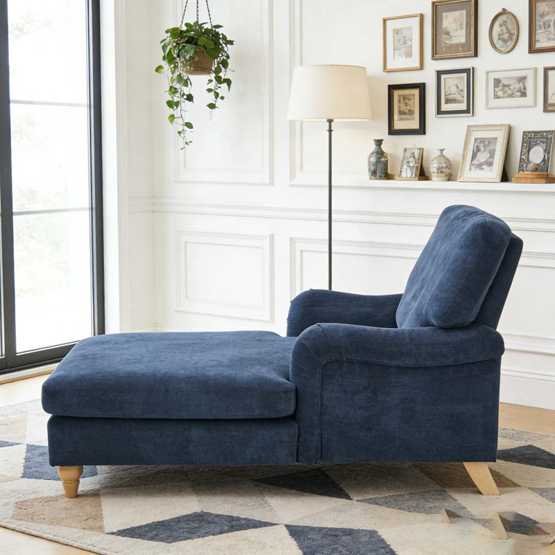 Canapé-lit moderne surdimensionné avec pieds en bois, Bleu