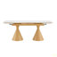 Extendable Stone-Top Dining Table: Marble-Patterned Tabletop With Tapered Metal Legs. A Modern, Luxury-Inspired Rectangular Dining Table For Home Use, Suitable For 4–8 People-1013701551