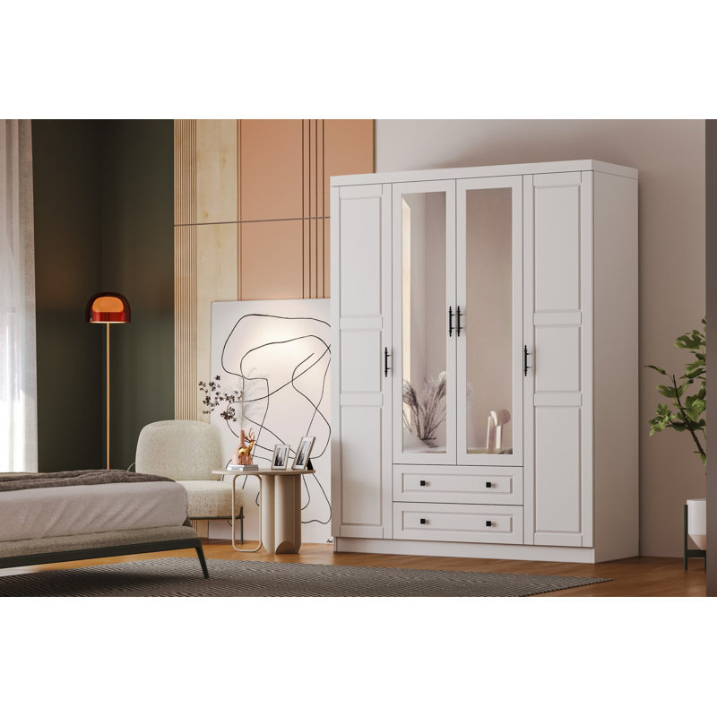 Berend 4 Door Manufactured Wood Wardrobe