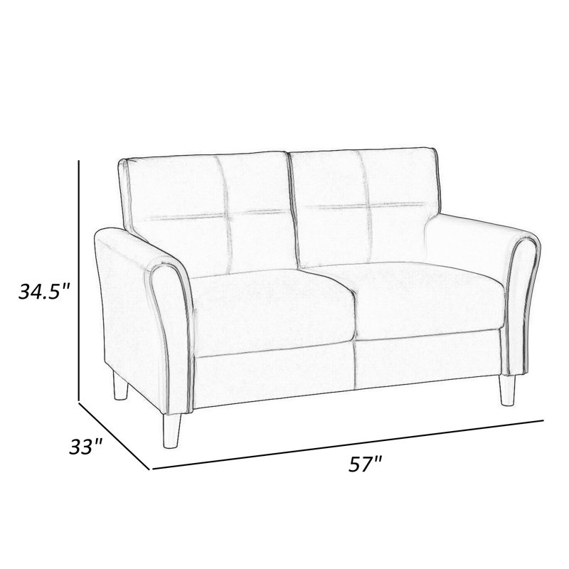 Keundra 57'' Modern & Contemporary Luxurious Velvet Upholstery Loveseat with Refined Tufted Detail, Stylish Exposed Walnut Feet