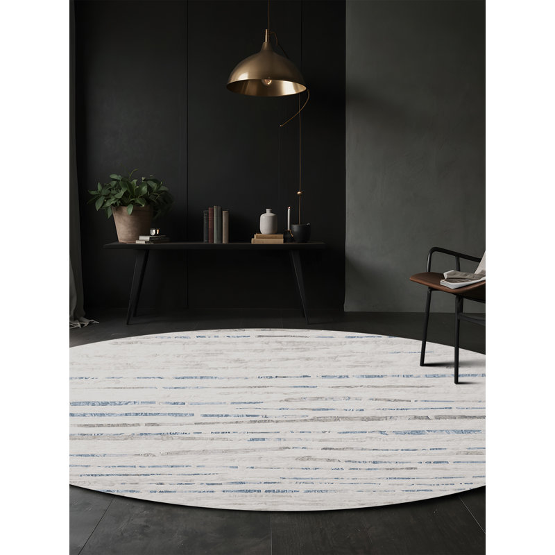 Machine Washable Gray Area Rug, Round 6'