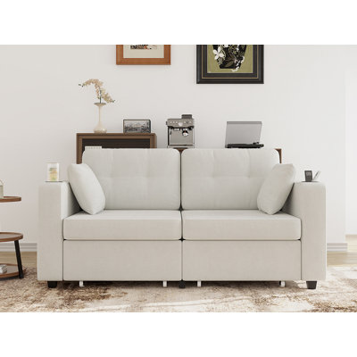 67.7'' Upholstered Loveseat With Charging Station