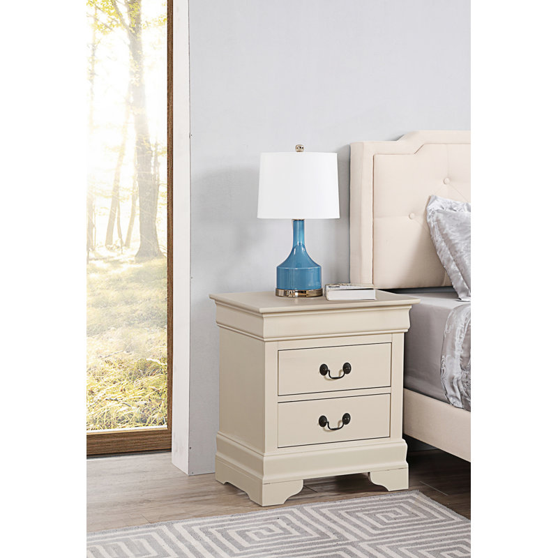 Table de chevet 2 tiroirs, table de chevet, table de chevet moderne, table d'appoint, Beige