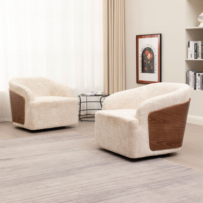 Andretta Linen Swivel Barrel Chair(Set of 2)