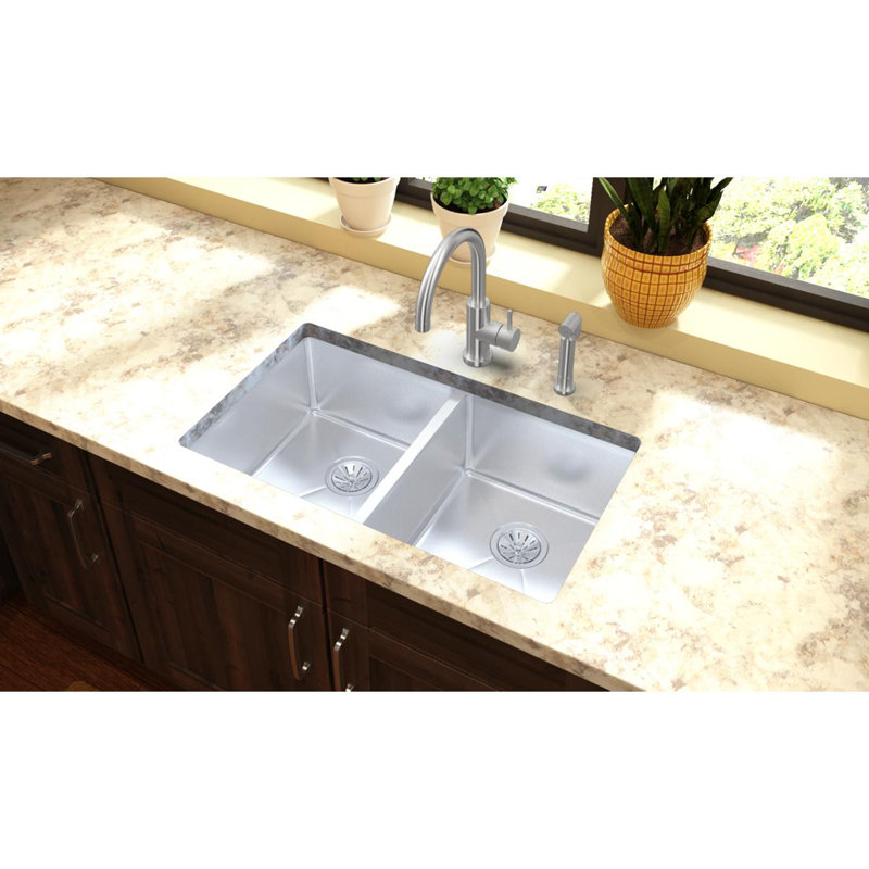 Crosstown 32" L x 19" W Double Basin Undermount Kitchen Sink