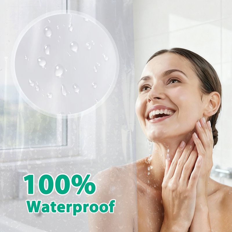 Solid Color PEVA Waterproof Single Shower Curtain Liner - Basics by Wayfair™, Clear