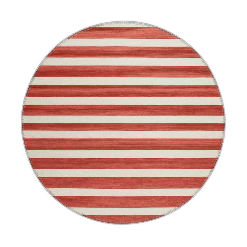 Tapis intérieur / extérieur beige HorizontalStripes, Rond 5 pi