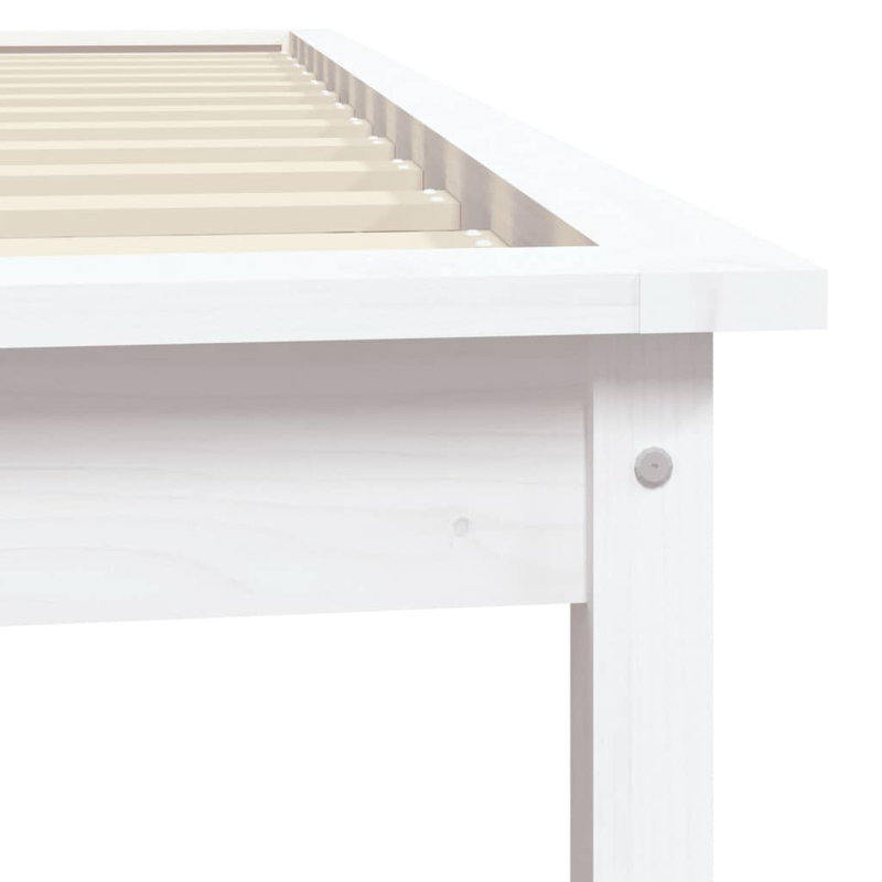 Bed Frame Solid Wood, white, 150 x 200 cm