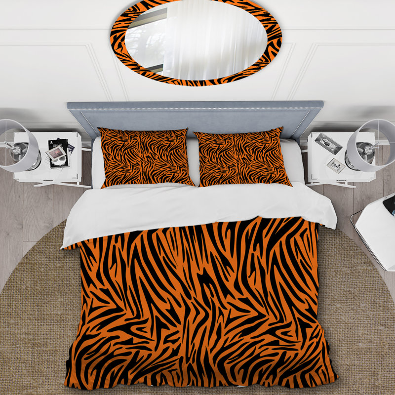 Ensemble de housse de couette en microfibre noir / orange 3 pièces