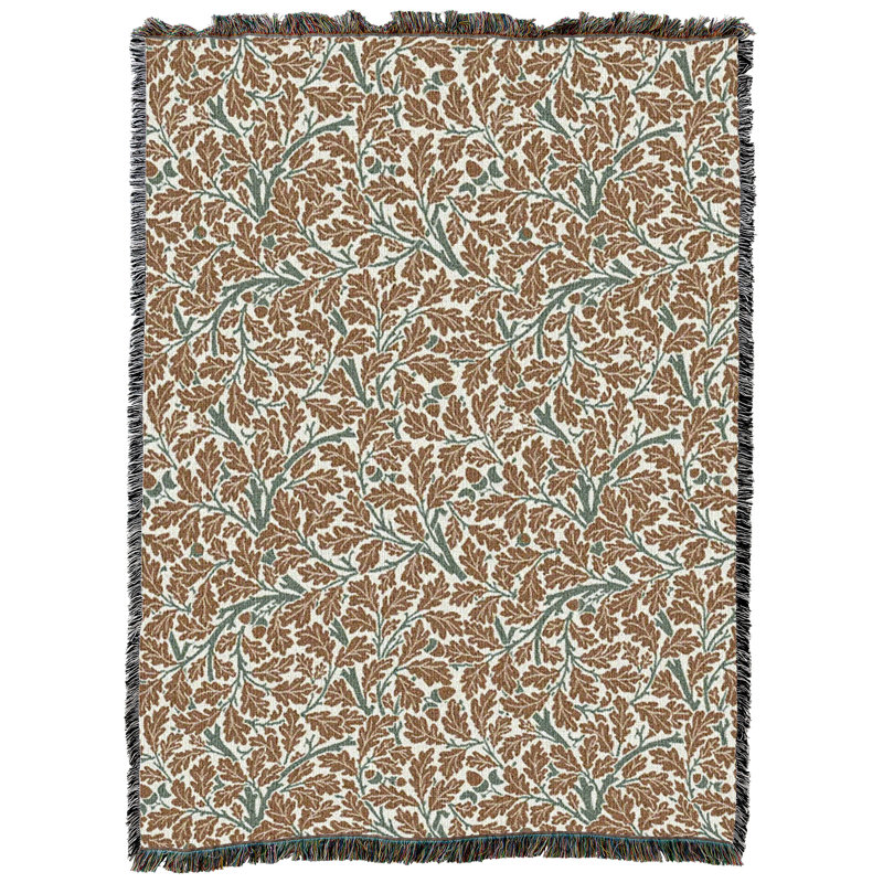 Couverture Pure Country Weavers William Morris motif écorce de chêne - Artisanat - Tapisserie tissée en coton - Fabriqué aux États-Unis (72 x 54)