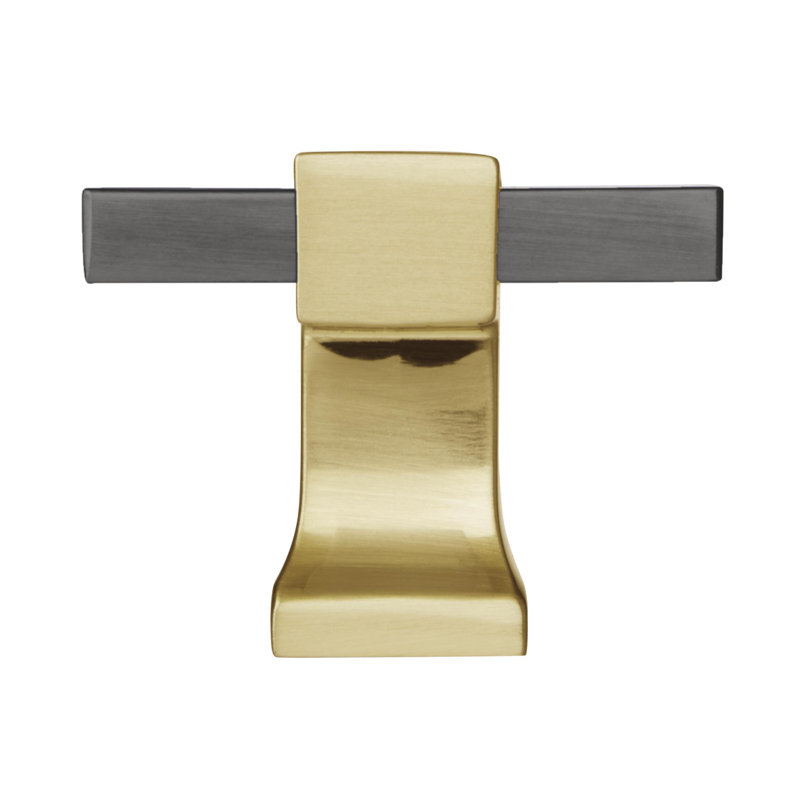 1-3/8 inch Black Chrome and Brushed Gold Square Knob