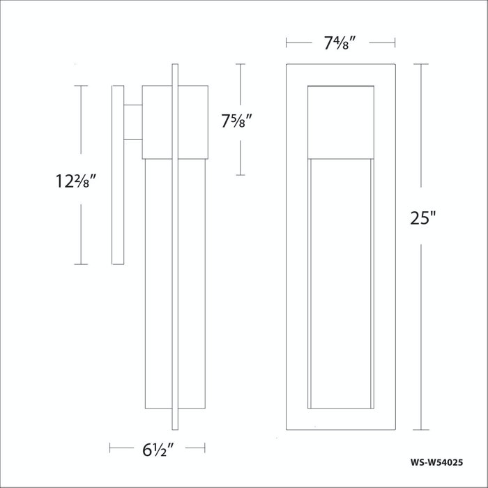 Mist 1 - Light LED Outdoor Armed Sconce, Black, 25" H x 7.5" W x 6.5" D