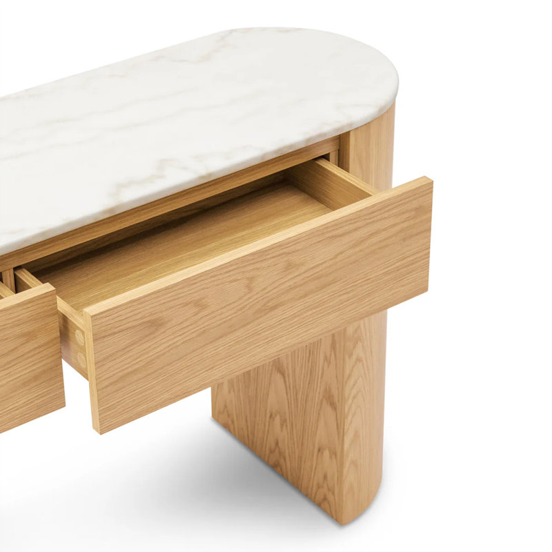 Console Modern Minimalist, H 33,5 po x l 47,2 po x P 13,8 po, Blanc / couleur bois naturel, Couleur bois naturel
