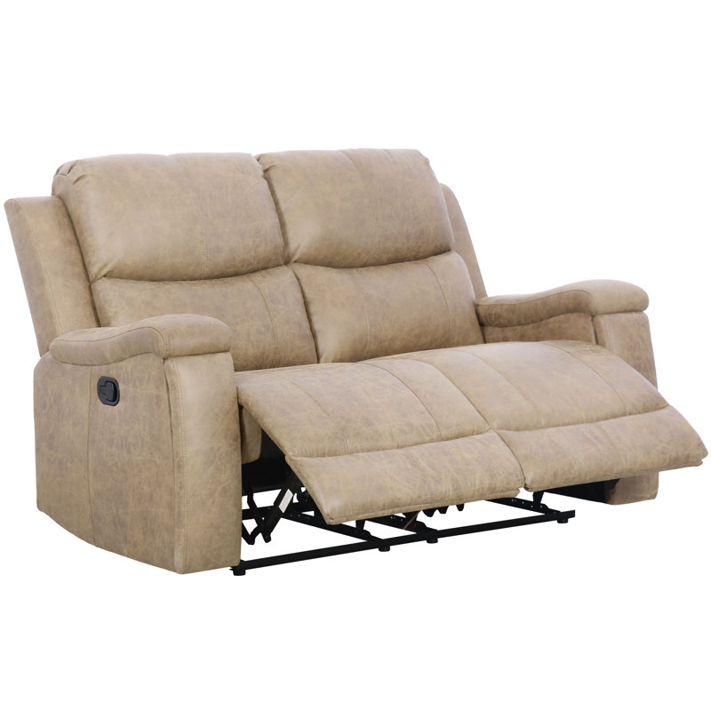 Causeuse inclinable manuelle en similicuir de 61 po Emony, Similicuir beige performance