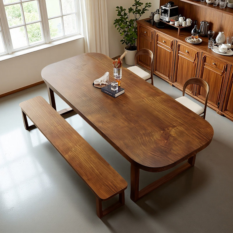 Ensemble de table et chaises rectangulaires en bois massif, chaises de salle à manger rembourrées