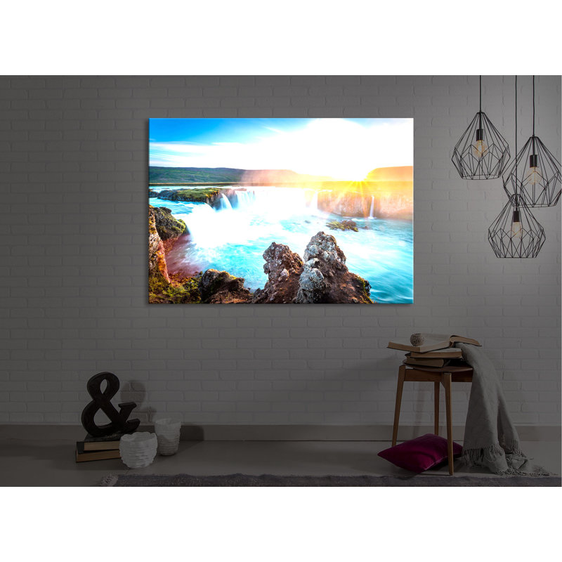 Idyllic Waterfalls At Sunset by No - Wrapped Canvas Print, Without lighting, 60cm H x 80cm W x 4.5cm D