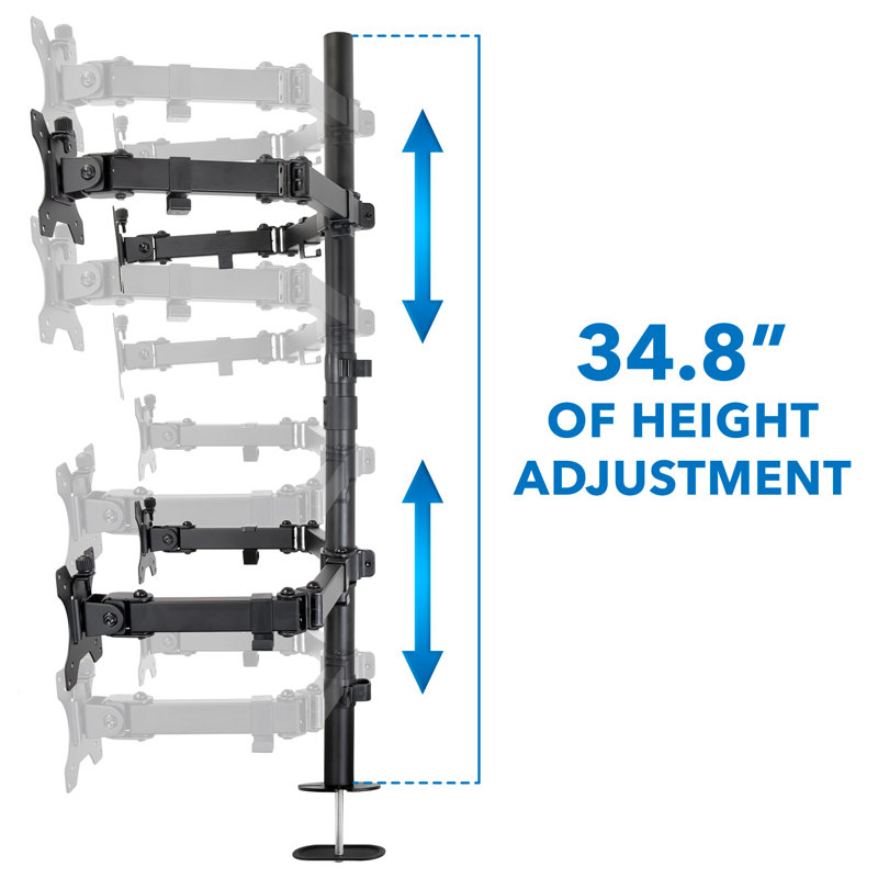 Height Adjustable Universal 4 Screen Desk Mount