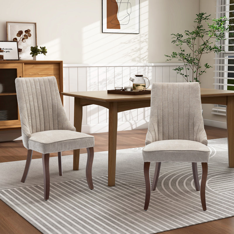 Tufted Upholstered Dining Chairs, Beige