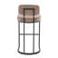 Tabouret de bar à hauteur fixe en métal noir et tissu brun - ensemble de 2-129460935-129460937