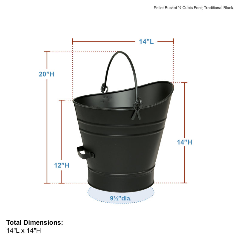 Seau à granules Pecktonville, H 14 po x l 15 po, Thermolaquage noir