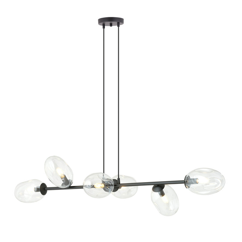 Ensa 6 - Light Black Kitchen Island Pendant, Clear