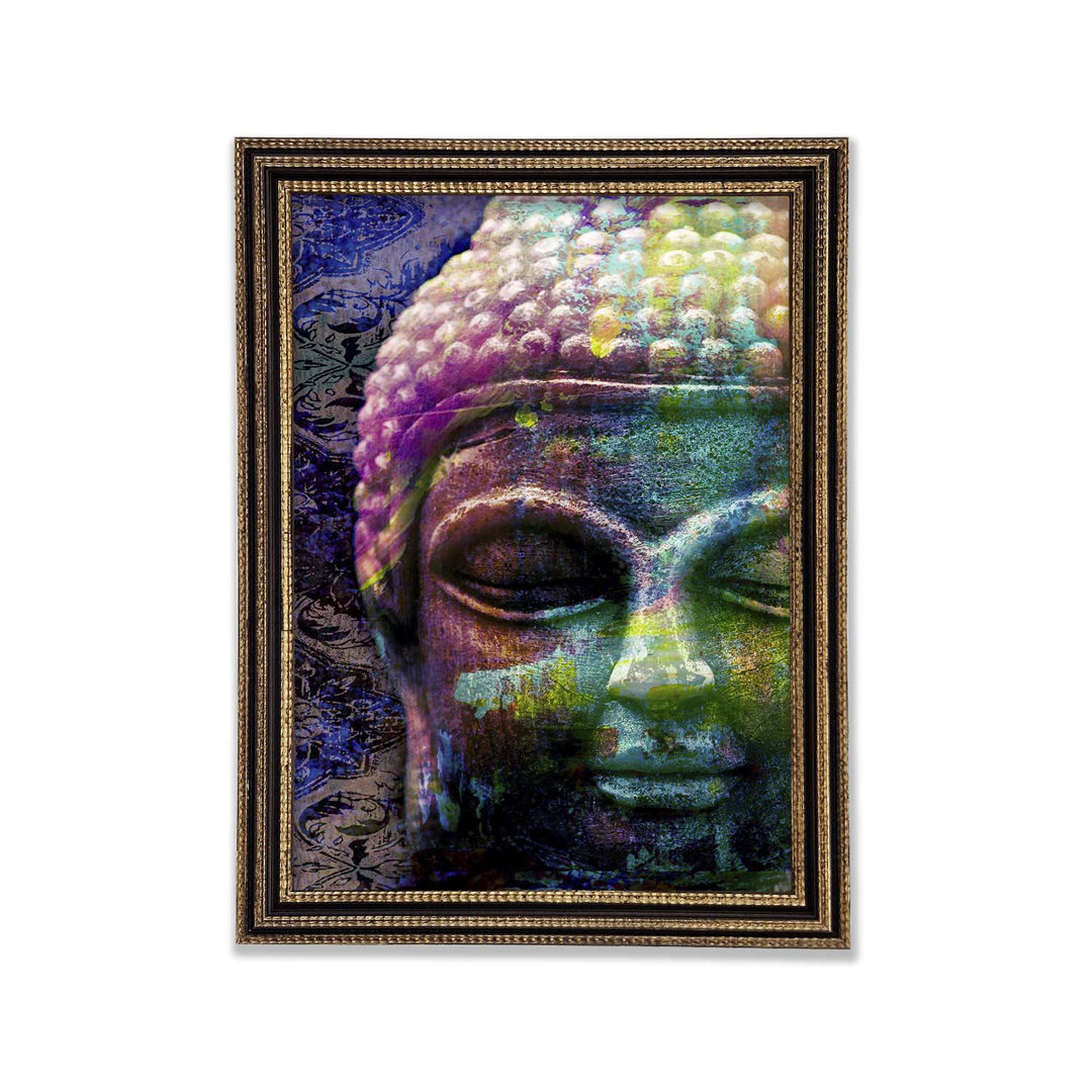 Retro Regenbogen Buddha - Bilderrahmen Kunstdrucke