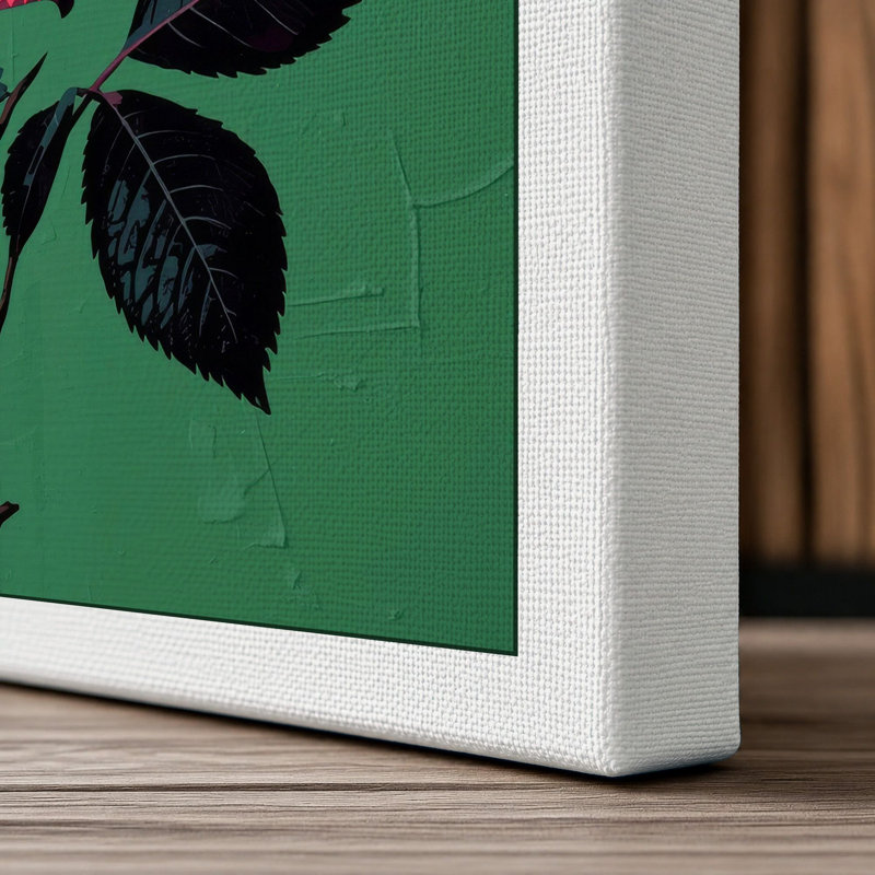 Magenta Rose Botanical 1 Piece Wrapped Canvas Wall Art, 36x24 - 91.4 x 61.0 cm, White Border
