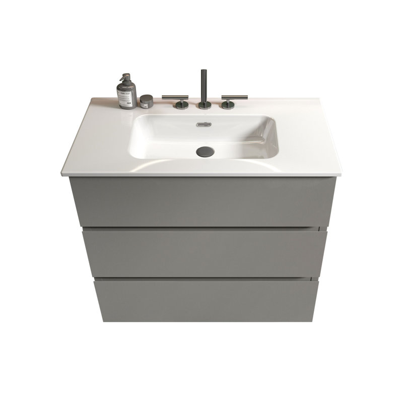 Meuble-lavabo autoportant avec lavabo et 3 trous de robinet Margaruite