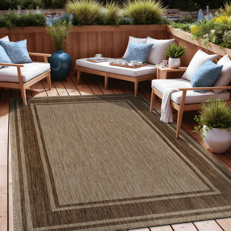 Tapis intérieur / extérieur brun clair Waikiki, Rectangle 5 pi x 7 pi