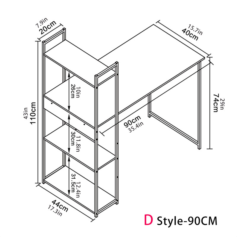 Metal Base Computer Desk, Light Cherry Wood/White, 109.22cm H x 89.92cm W x 39.88cm D