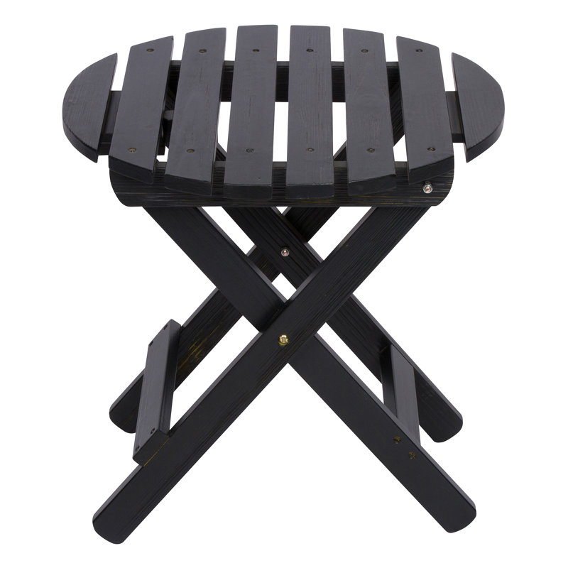 Brently Assembled Folding Round Outdoor Side Table, Black