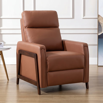  Mid-Century Modern Push-Back PU Leather Recliner Chair