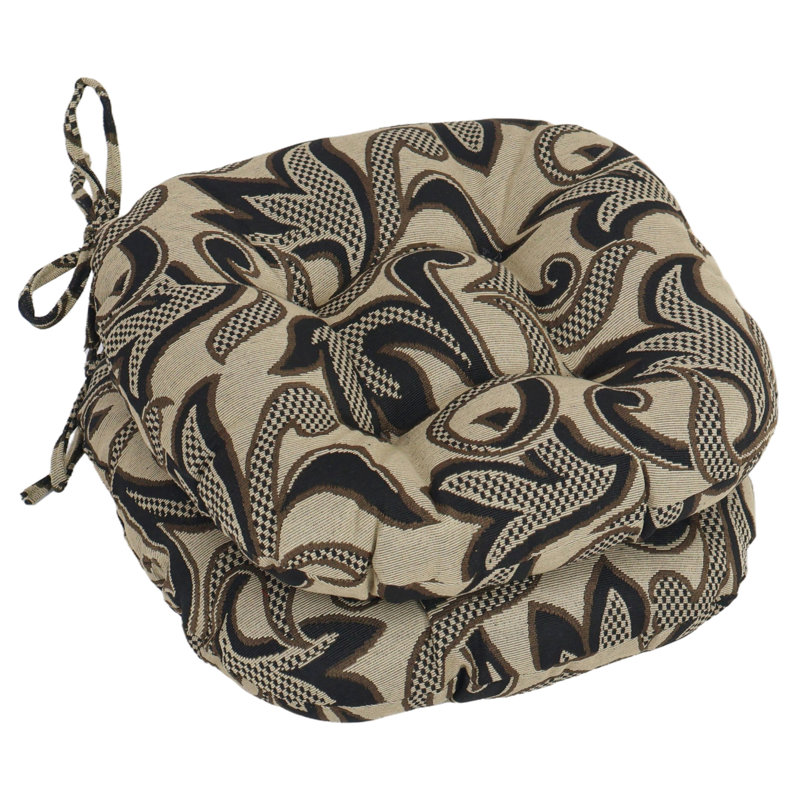16-Inch Round Woven Tapestry Tufted Chair Cushions (Set Of 2)