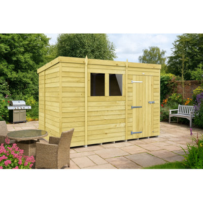 10ft x 6ft Pent Shed - Single Door with Windows