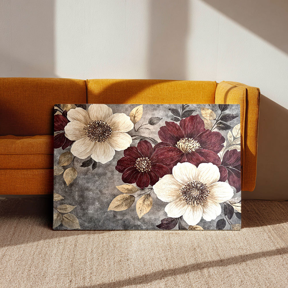 Red Barrel Studio Vintage Burgundy & Cream Floral Canvas Wall Art ...