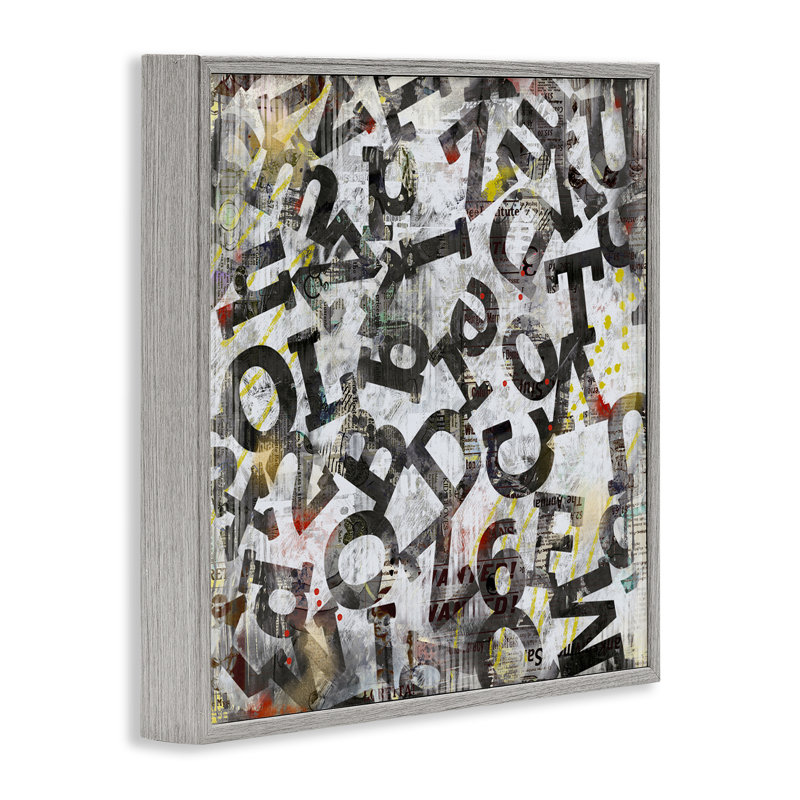 Collage de typographie de lettres, art de la giclée encadrée par Laura Gibson, Estampe numérique Farmhouse, H 17 po x l 17 po