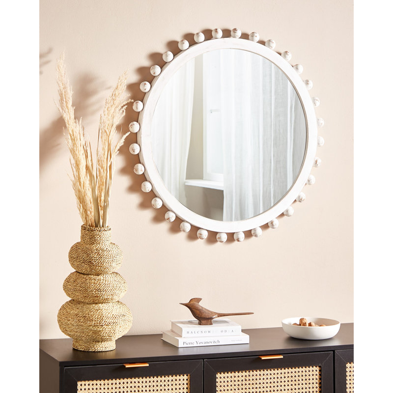 Bernville Solid Wood Round Mirror