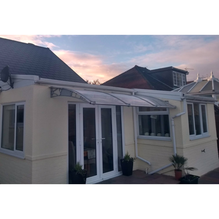 3.5m Width x 1.5m Depth Door Canopy Grey-Bracket Clear-Sheet