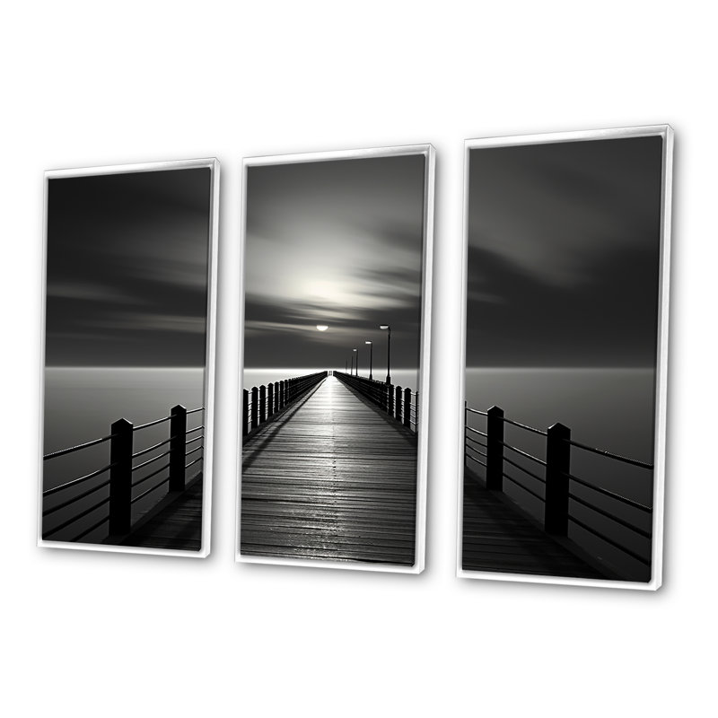 «Bridge To Nowhere Scenery III», ensemble d'art sur toile, H 28 po x l 36 po x P 1 po, Cadre flottant blanc