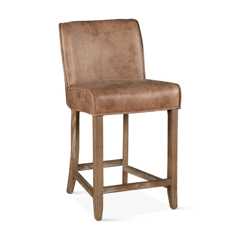 Avery Upholstered Stool with Solid Wood Frame, Brown