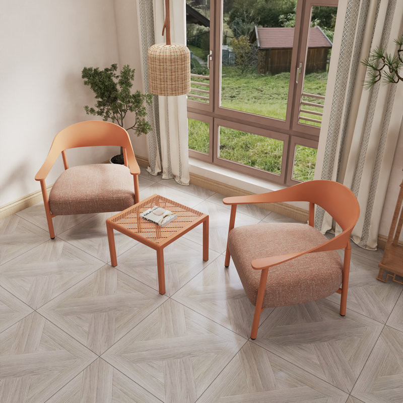 Ensemble de conversation 3 pièces Modern, Coussin brun clair / structure brune