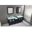 Meuble-lavabo double autoportant de 74,5 po avec plateau en verre trempé Jahziah-87918541