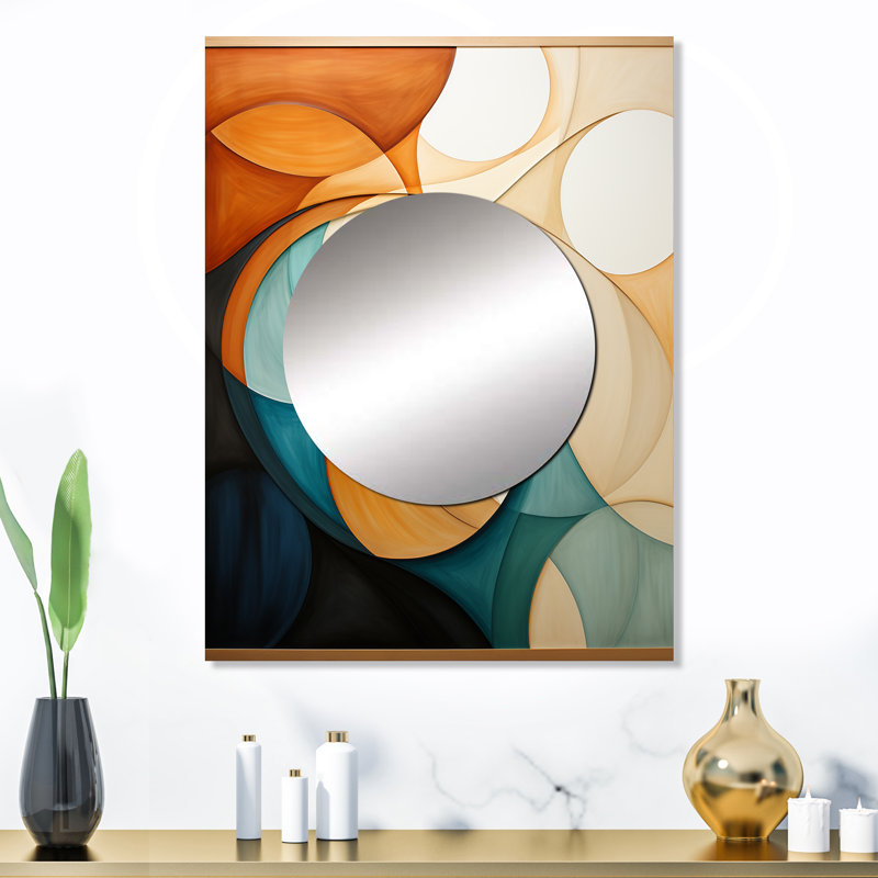 Décoration murale orange Mid Century Organic Harmony I - Miroir abstrait MTMIR74888, 32 po x 24 po