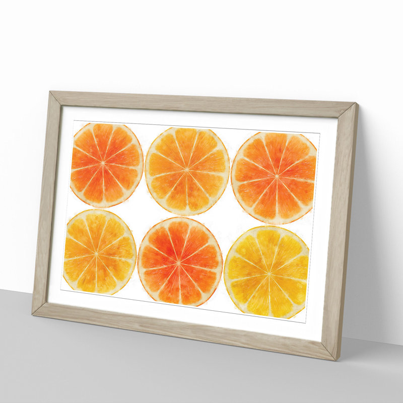 Orange Fruit Slices - Picture Frame Painting, Oak Framed, 36cm H x 48cm W x 2cm D