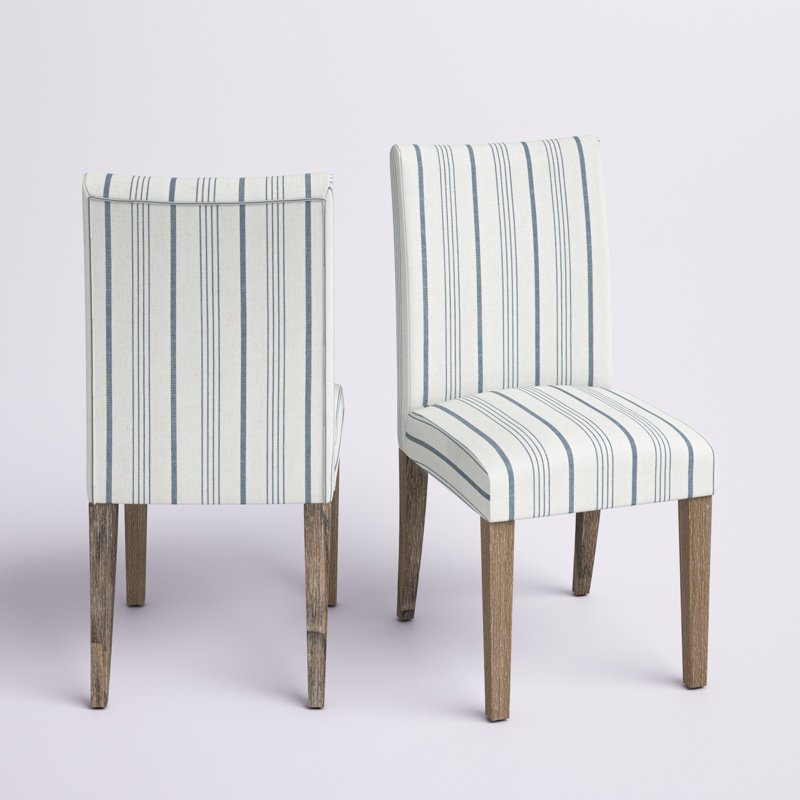 Chaise de salle à manger rembourrée de couleur blanche / bleue de Waterloo Parsons