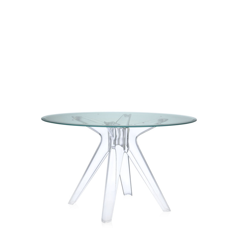 Sir Gio Round Glass Top Dining Table, Transparent, Green