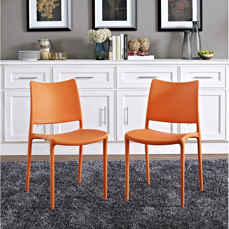 Hipster Vibrant Orange Stackable Indoor/Outdoor Side Chair
