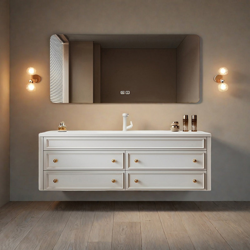 Armoire de salle de bain de style américain rétro, H 19,68 po x l 55,11 po x P 19,68 po