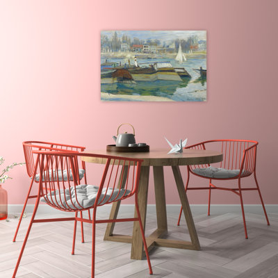 Peniches A Asnieres 1873 Classic Contemporary Coastal Wall Art Print by Claude Monet - Wrapped Canvas Print