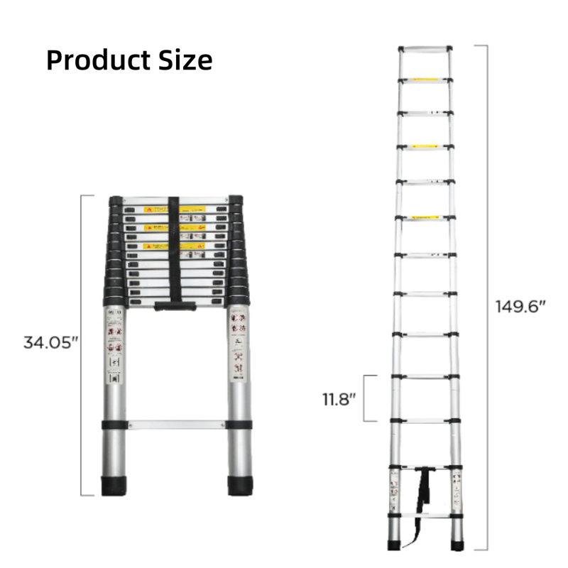 Échelle d'extension, échelle pliante en aluminium, multi-usage portable., 1', 2.8'